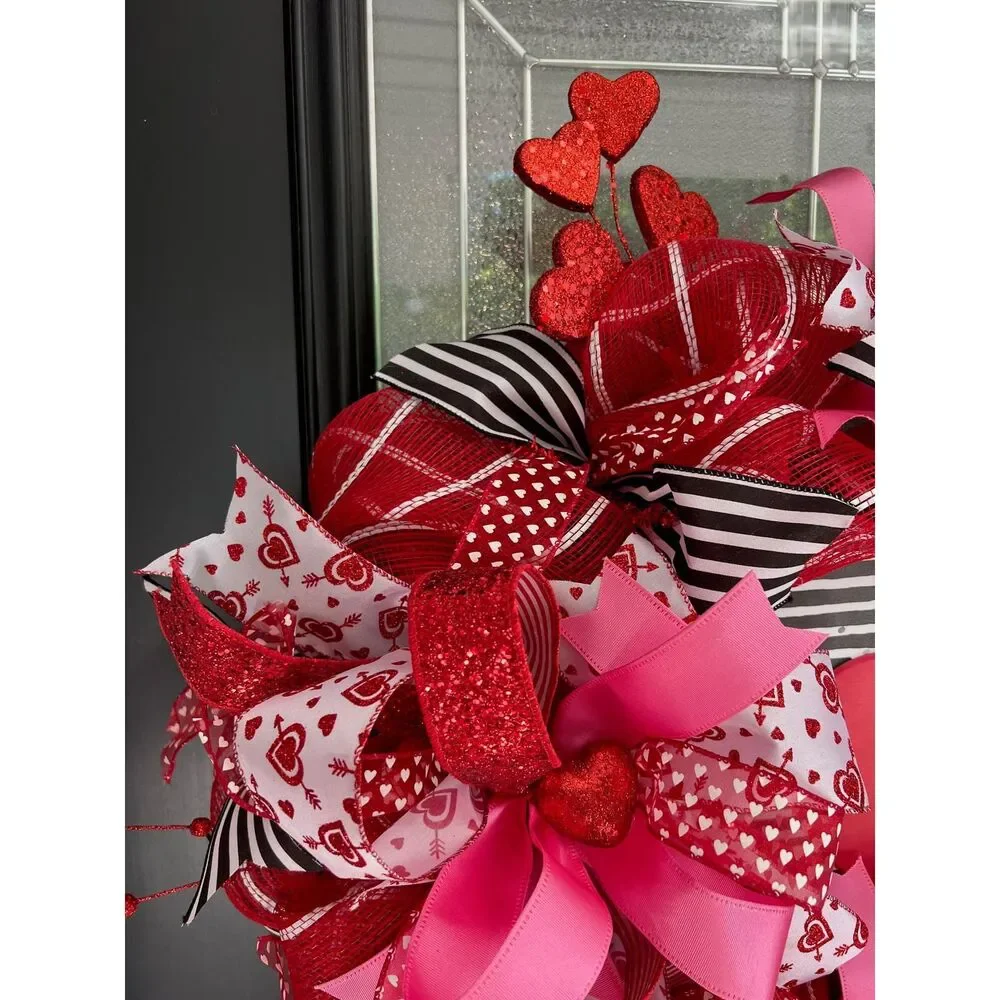 Valentines Deco Mesh Wreath For Front Door